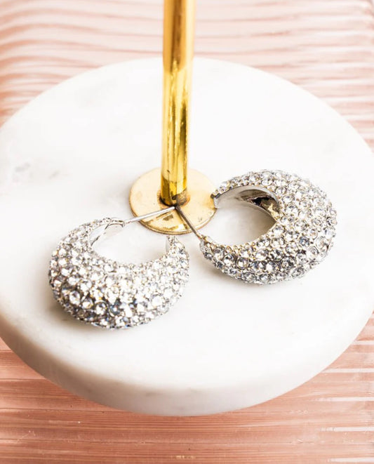 Silvertone Studded Chunky Hoops