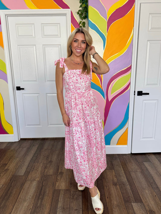 Blushing Blooms Tie Dress
