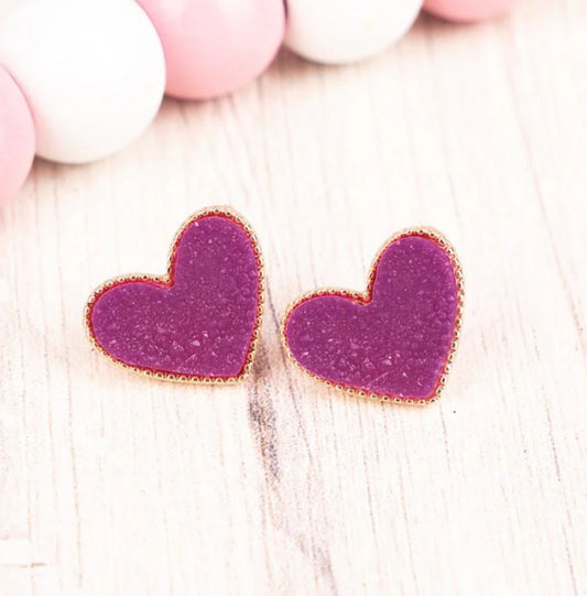 Fuchsia Heart Studs