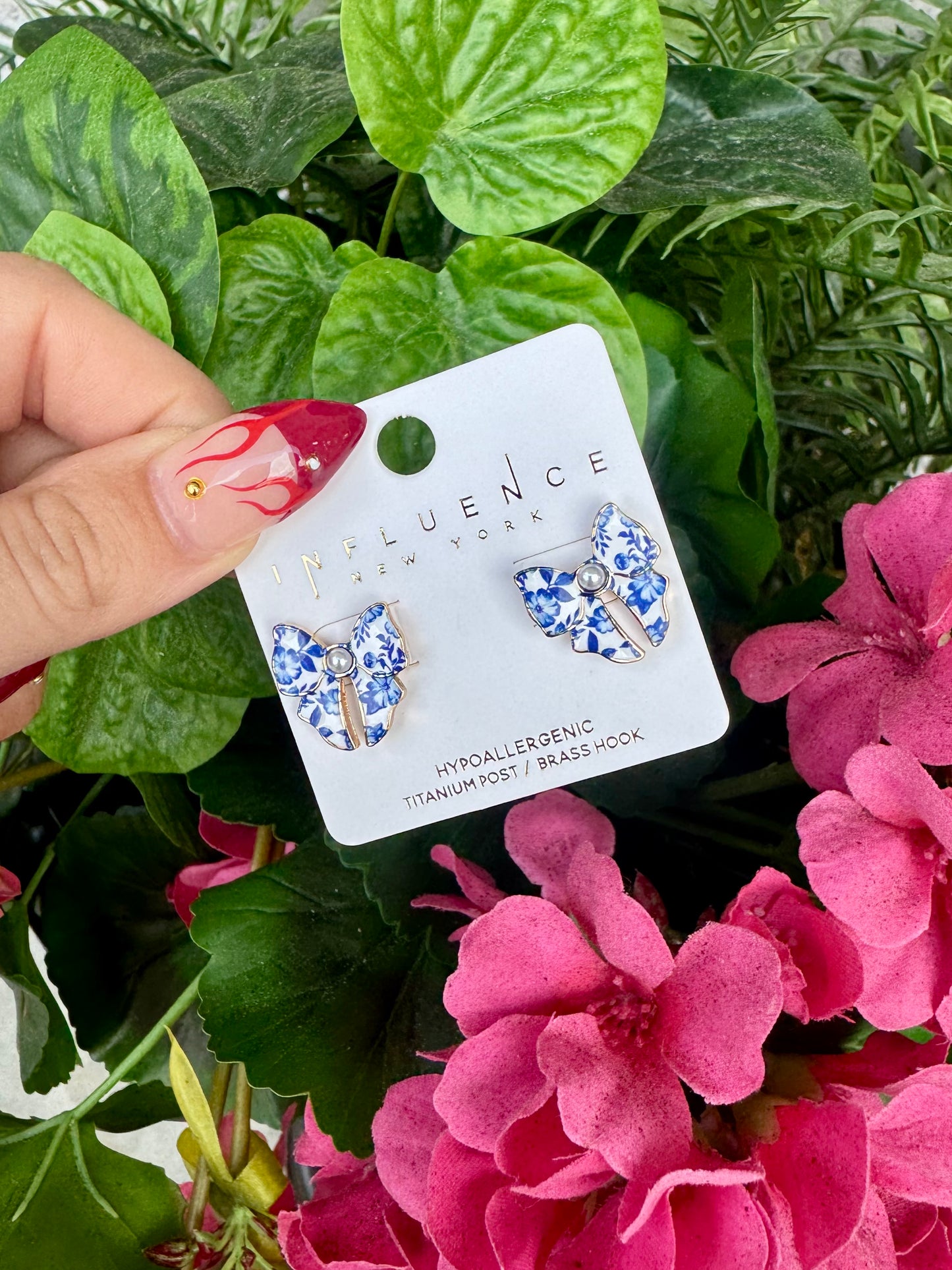 Blue Belle Bow Studs