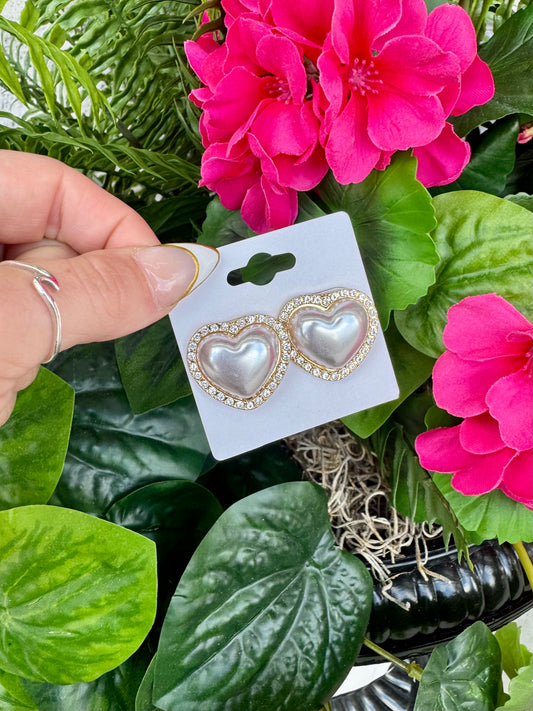 Pearl Heart Studs