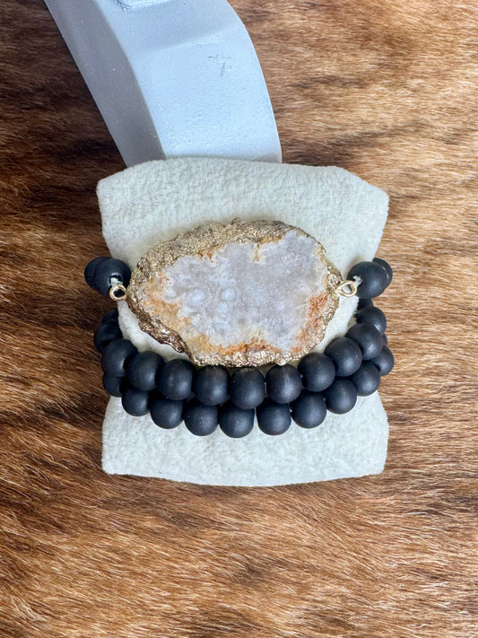 Black Stone Bracelet Set