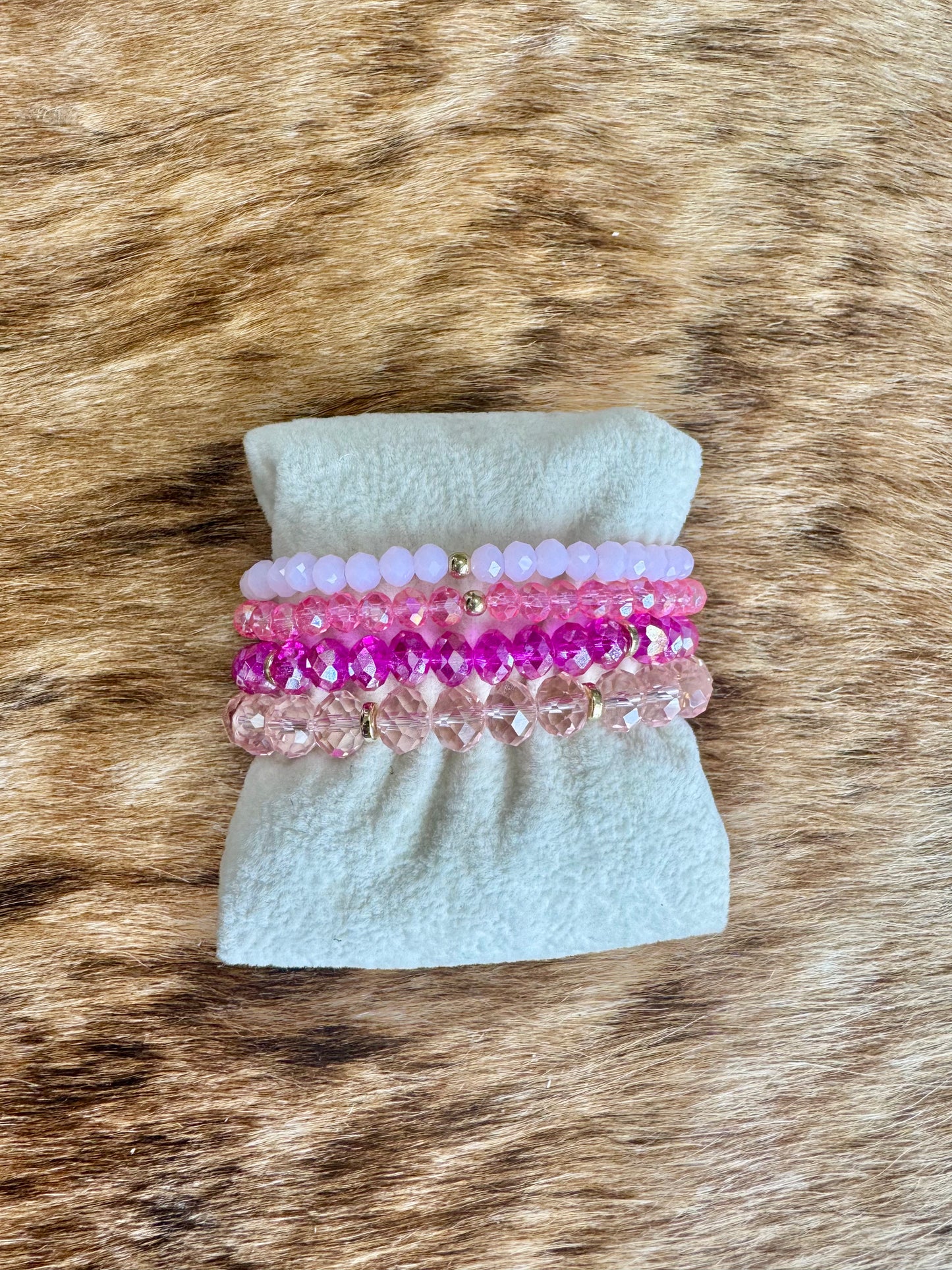 Pink Beaded Bracelet Set
