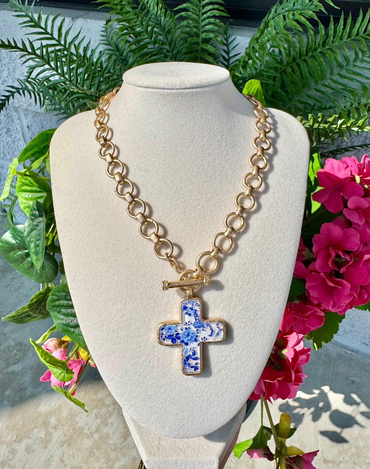 Blue Cross Necklace