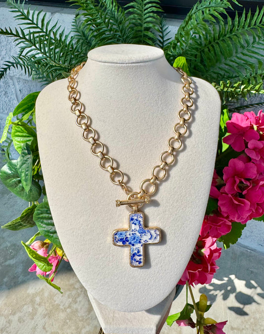Blue Cross Necklace