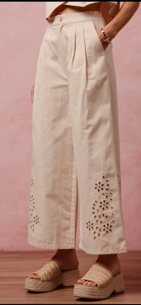 Floral Eyelet Pants