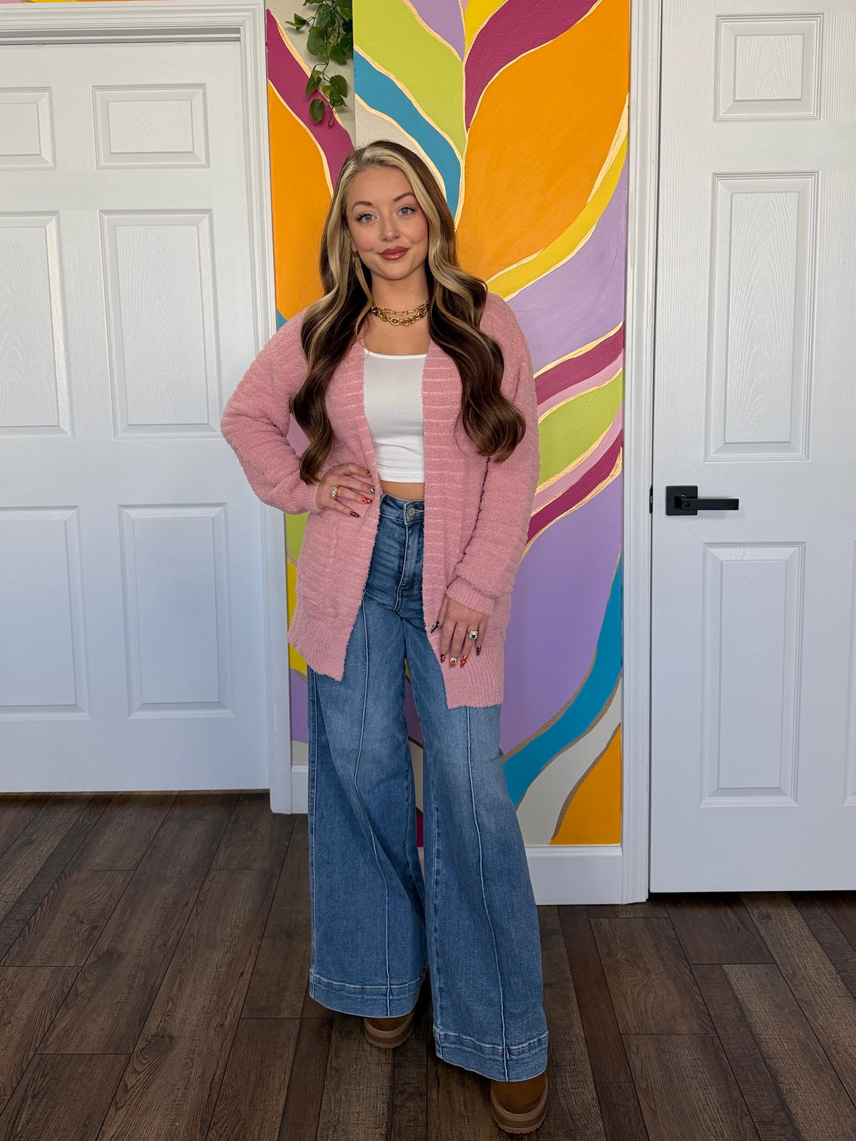 Rosey Days Fuzzy Cardigan