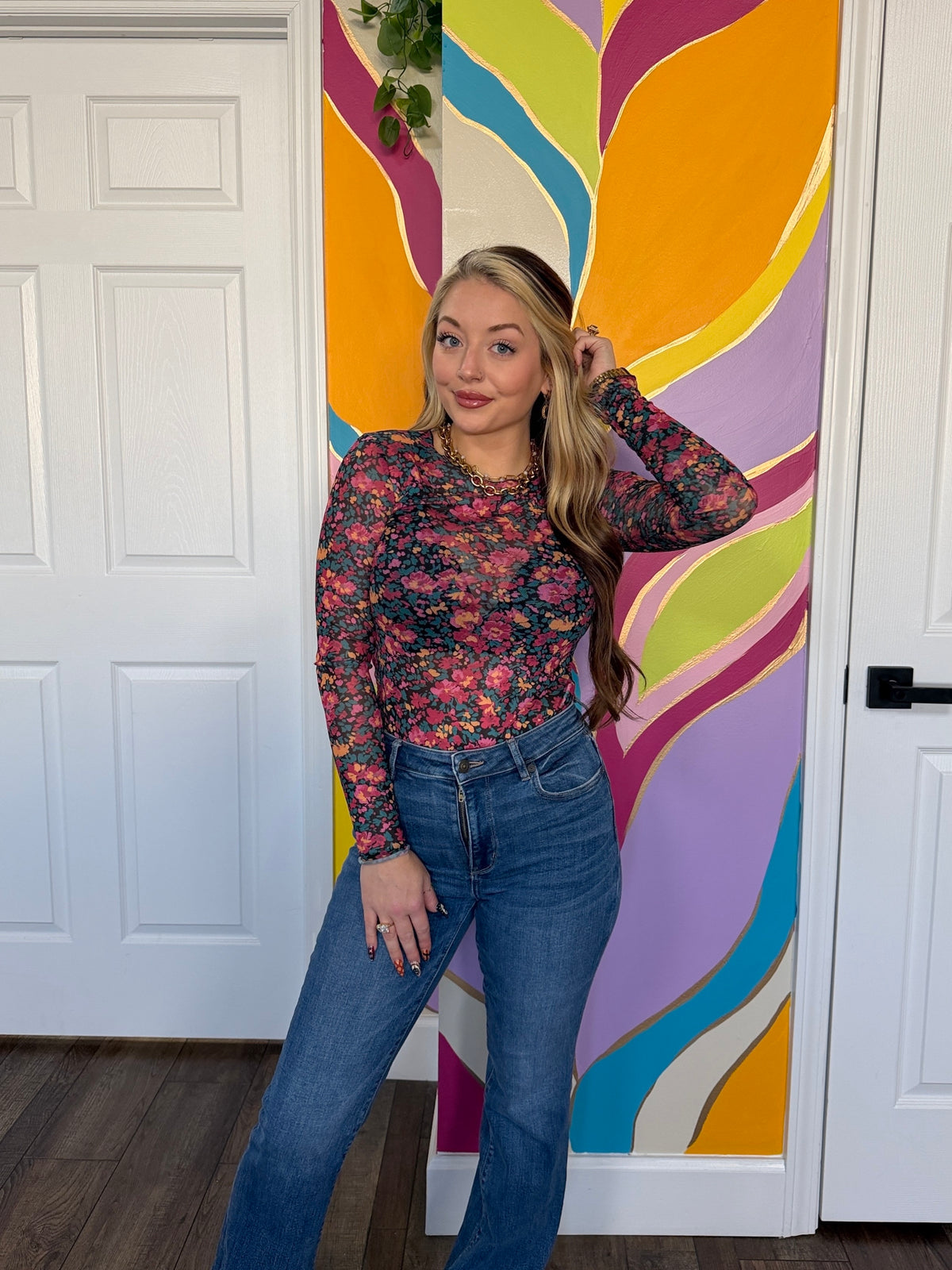 Floral Mesh Top