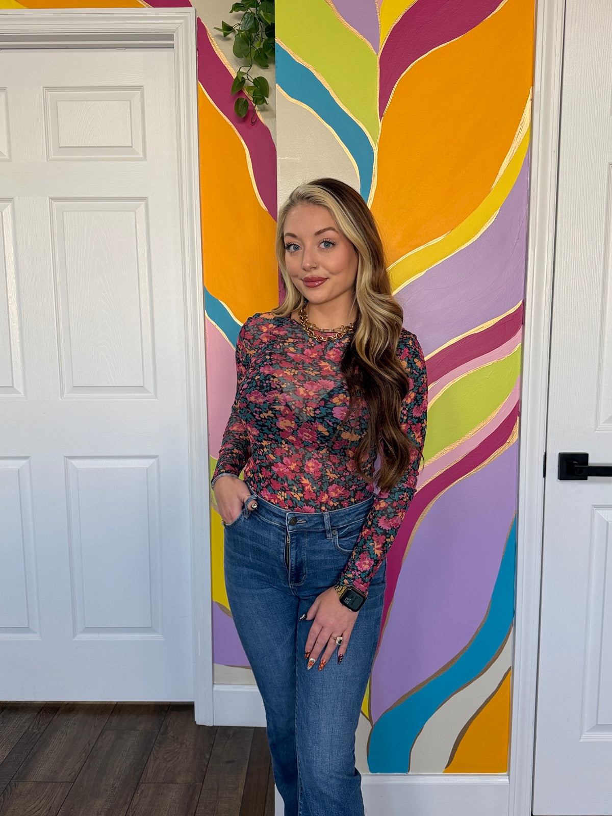 Floral Mesh Top
